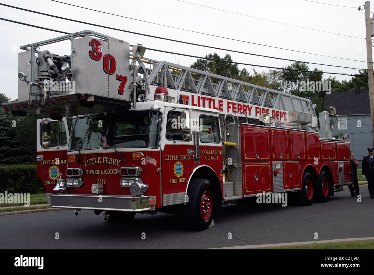 Tower Ladder 307 Little Ferry Fire Department New Jersey Stock Photo