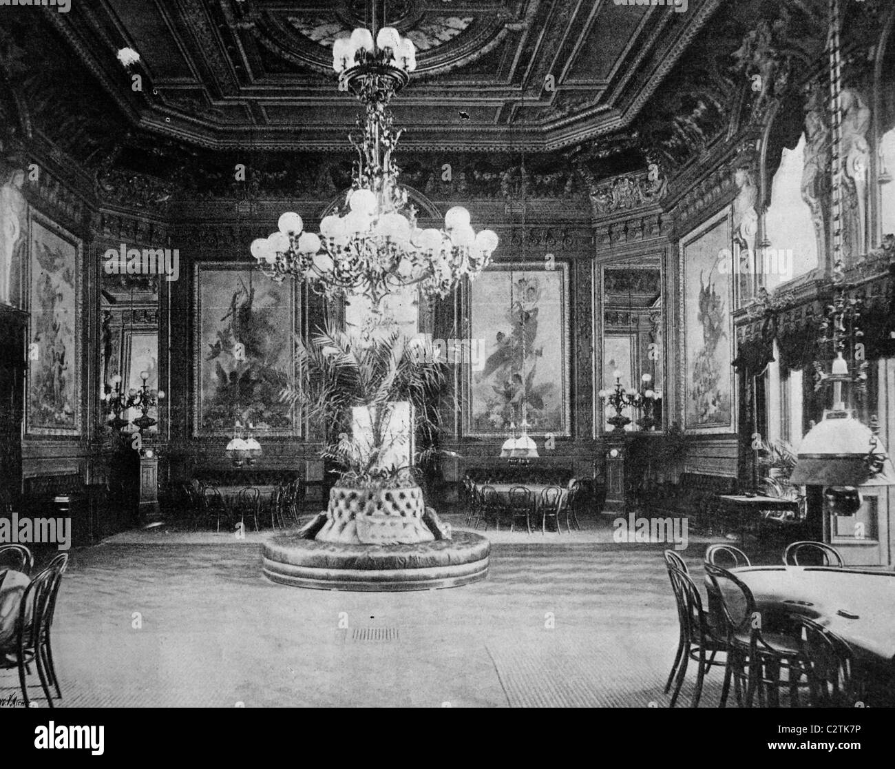 Early autotype of the La Salle des Jeux in Aix-les-Bains, Rhone-Alpes, France, historical photo, 1884 Stock Photo