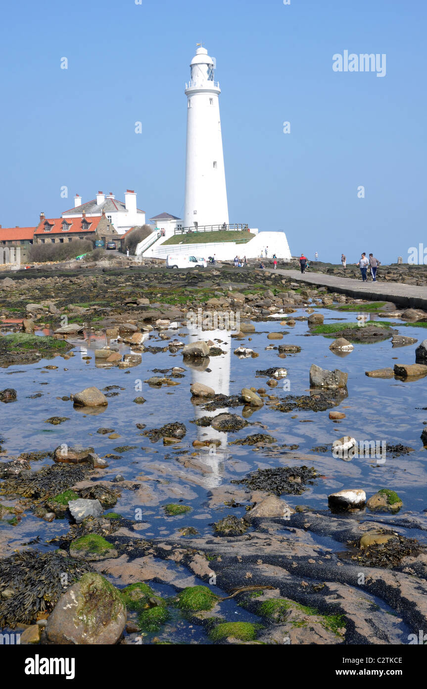 St Mary's lighthouse Whitley Bay North Tyneside . Stock Photo