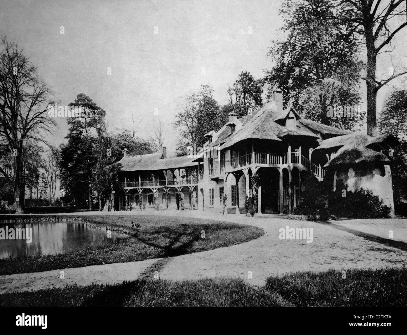 Early autotype of the park La Laiterie du Petit Trianon, Versailles, France, historical photo, 1884 Stock Photo