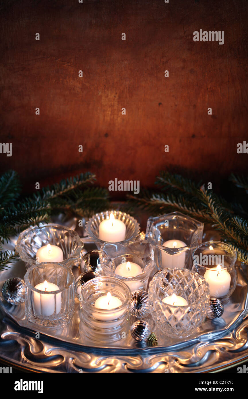 Group of burning votive candles Stock Photo Alamy