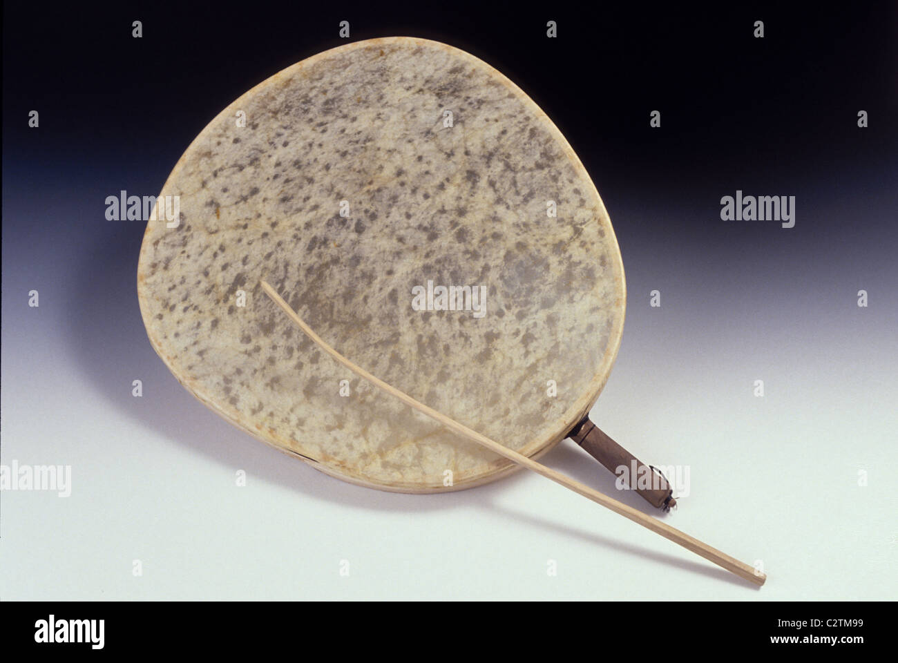 Alaskan Eskimo Drum Studio Portrait Stock Photo