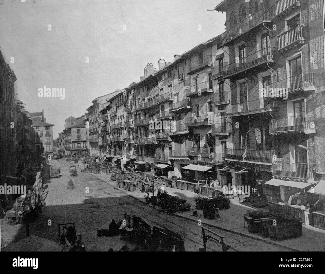 Early autotype Zaragoza, Aragon, Spain, historical photo, 1884 Stock Photo