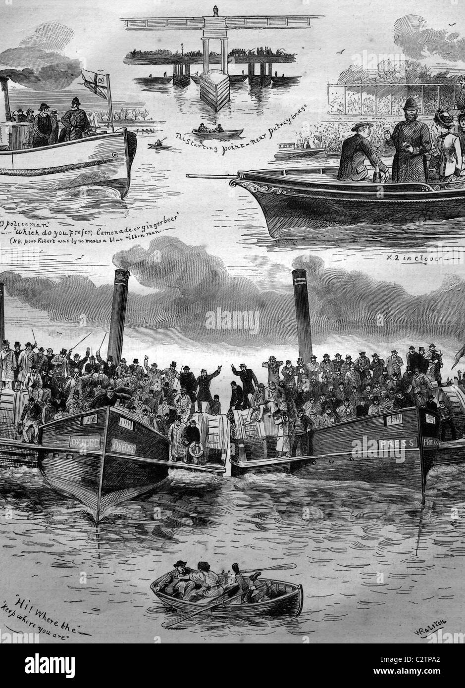 Oxford and Cambridge Boat Race, England, historical illustration, 1884 Stock Photo