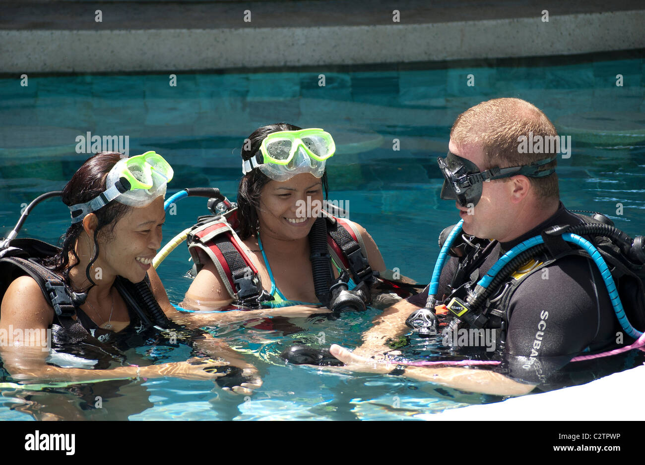 Scuba diving lessons in the pool at Puerto Galera, Mindoro, Philippines Stock Photo Alamy