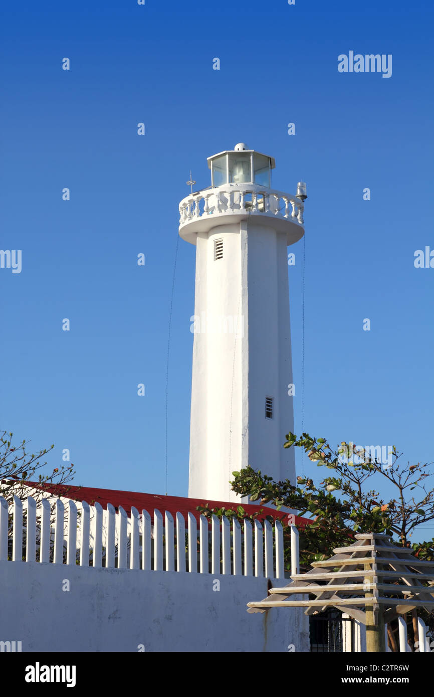 Lighthouse new in Puerto Morelos Mayan Riviera Mexico Stock Photo