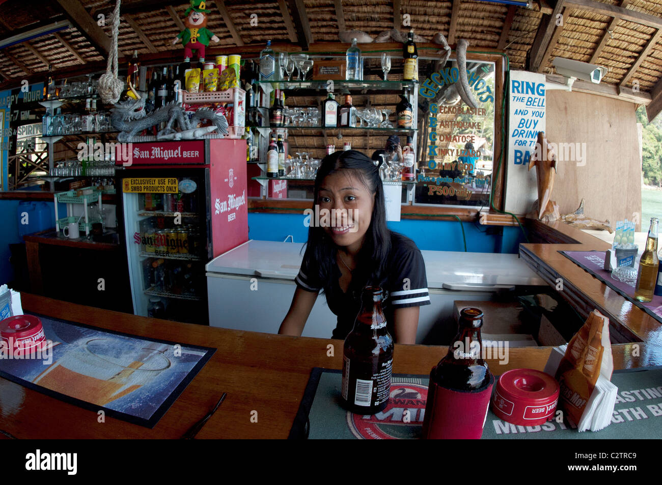 Barmaid in bar at Puerto Galera, Mindoro, Philippines Stock Photo - Alamy