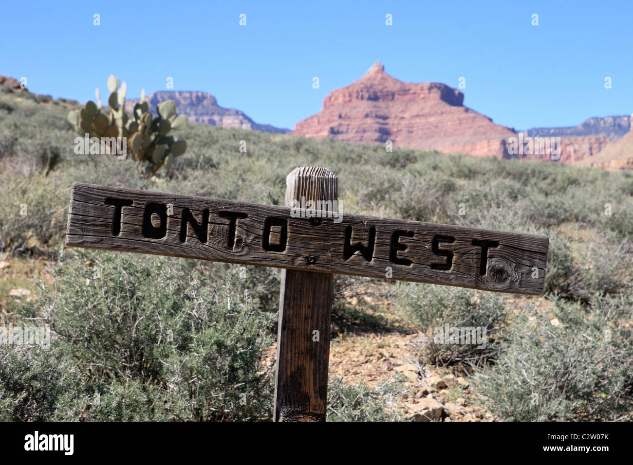 Tonto West Trail sign in the Grand Canyon Stock Photo