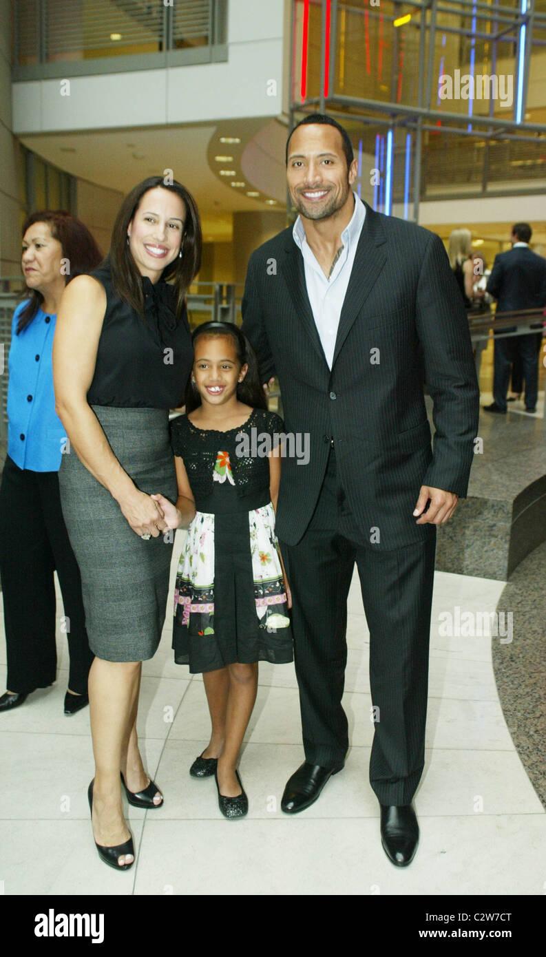 Dwayne Johnson, The Rock with his ex-wife and daughter attending the