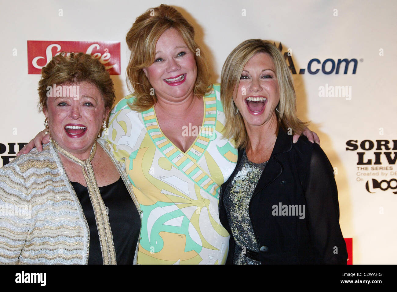 Rue McClanahan, Caroline Rhea and Olivia Newton-John World Premiere of 'Sordid Lives: The Series' at the New World Stages New Stock Photo