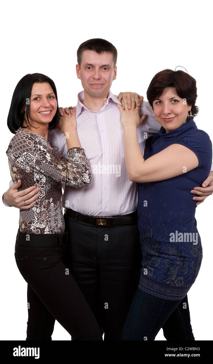 man and two women isolated on white background Stock Photo - Alamy