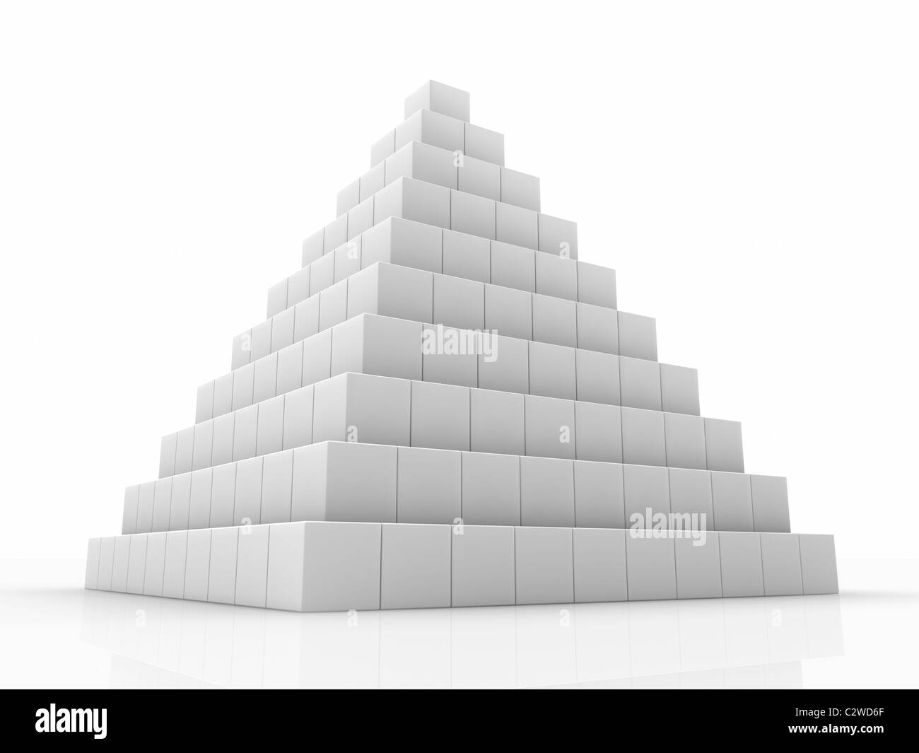 Pyramid made of small cubes, 3d abstract render Stock Photo