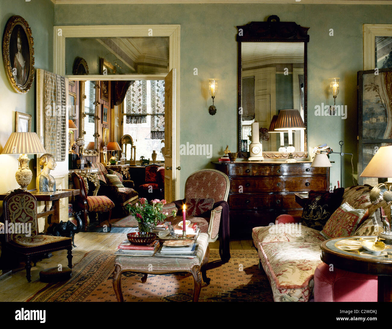 Traditional sitting room, luxurious, Edwardian, Stock Photo