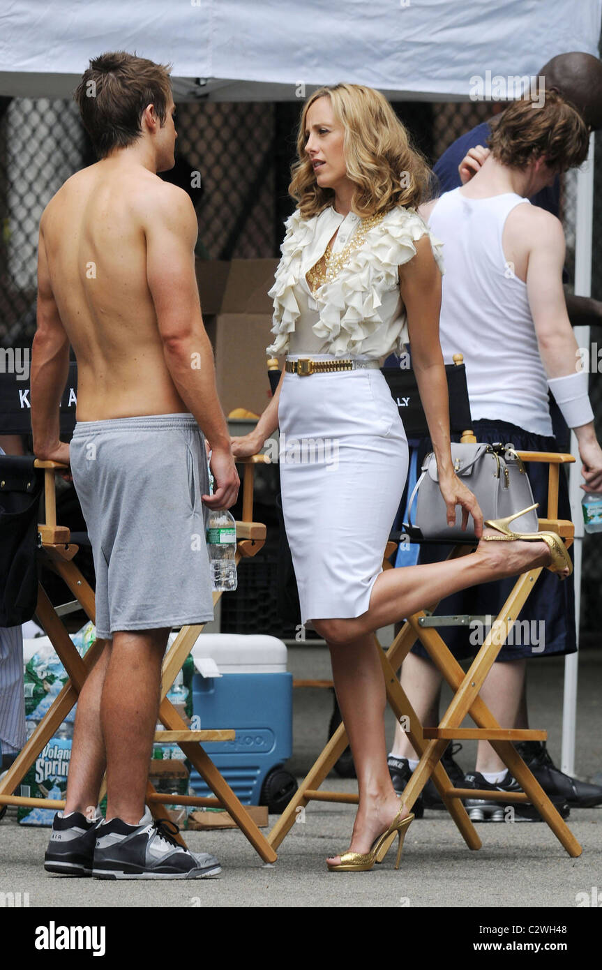 Kim Raver, Robert Buckley on the film set for 'Lipstick Jungle' at the