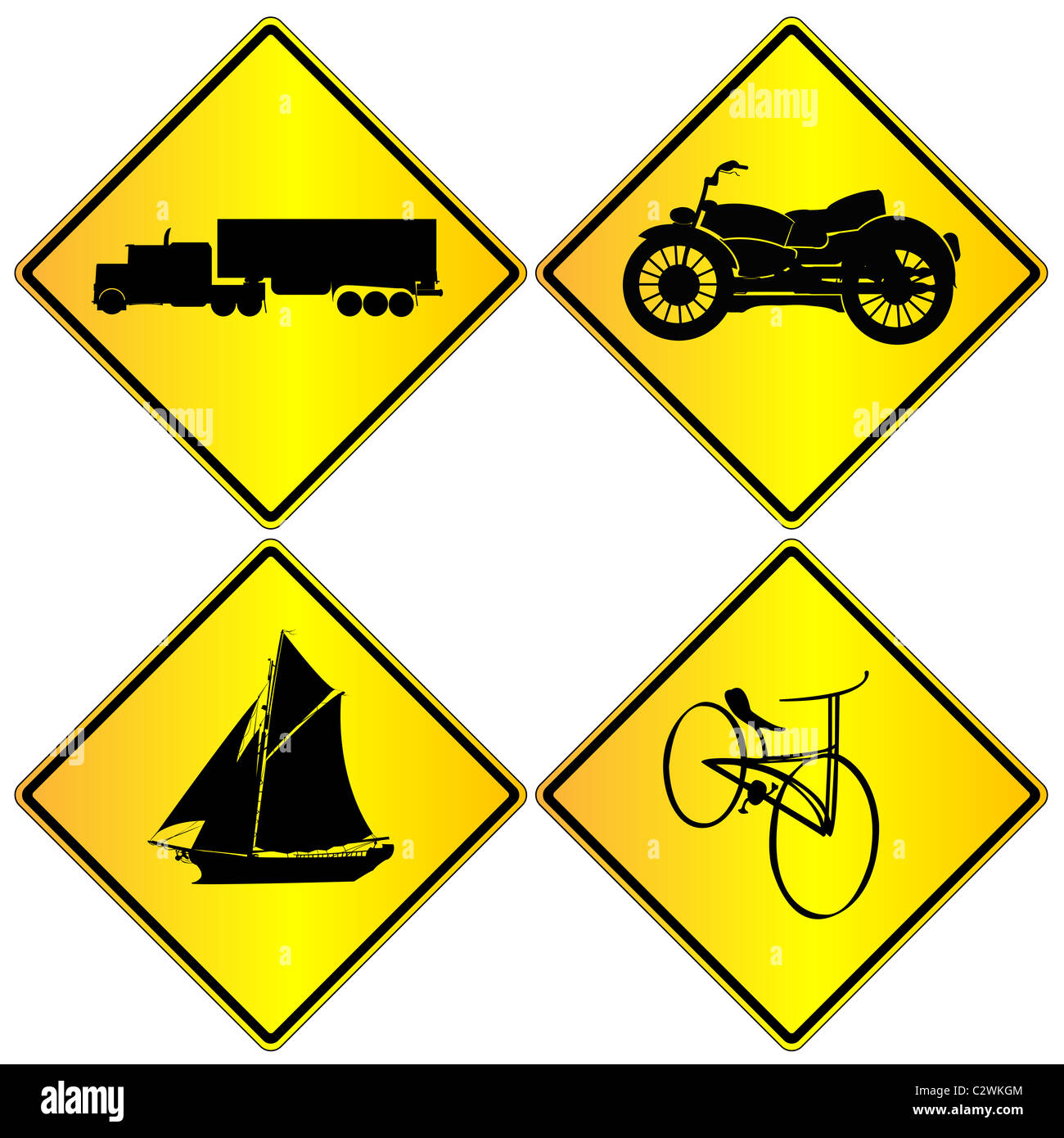 Metalic transport signs set Stock Photo