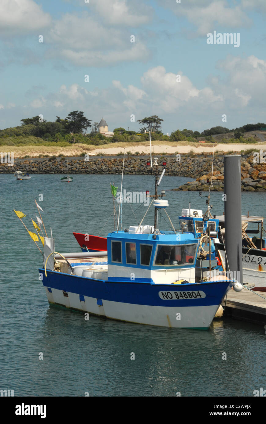 Fishing boat in Port de Morin on the French Atlantic island of Noirmoutier in Vendée, Pays de la Loire, France Stock Photo