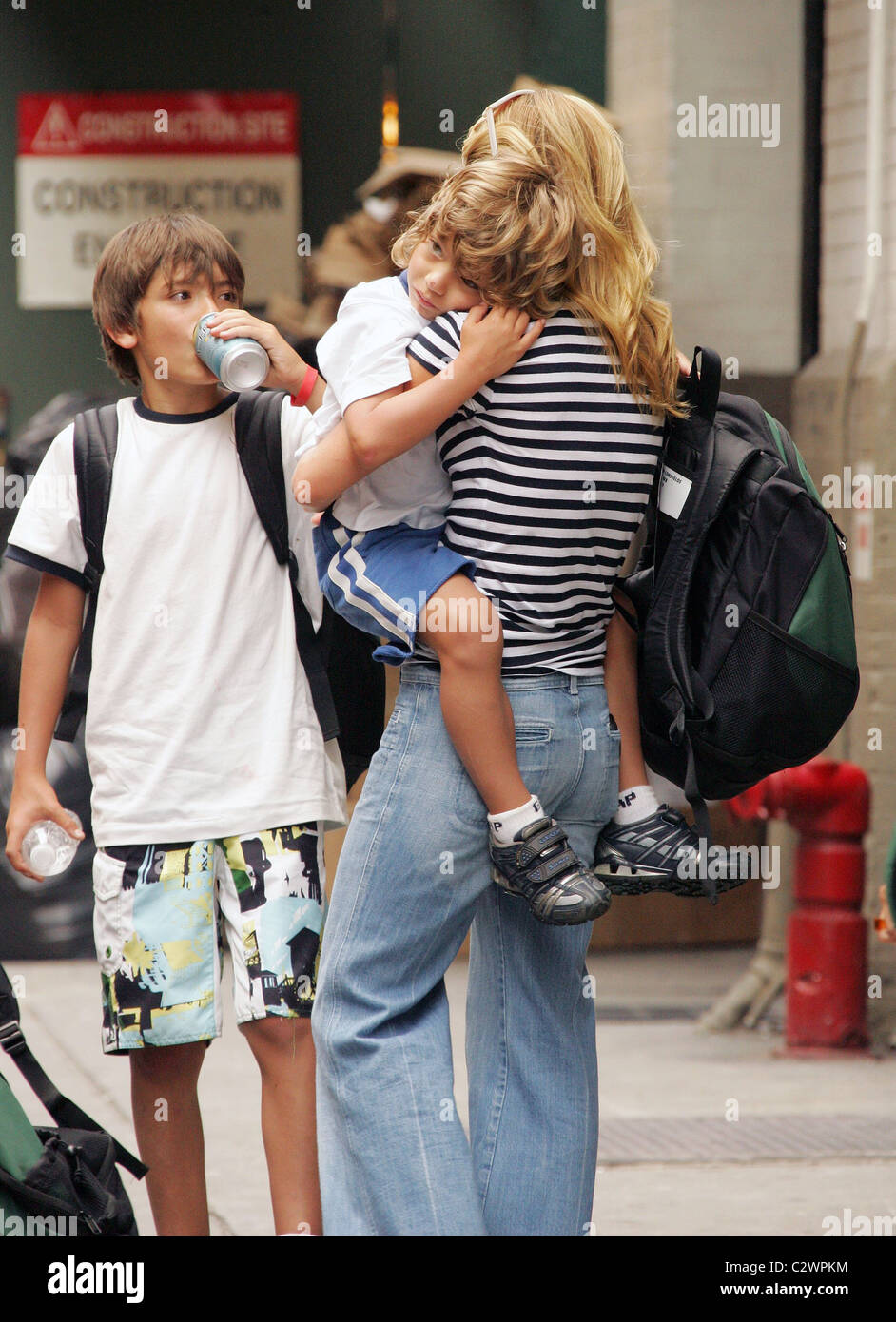 Michael Consuelos, Kelly Ripa and Joaquin Consuelos talk show host Kelly Ripa out and about with her children New York City, Stock Photo