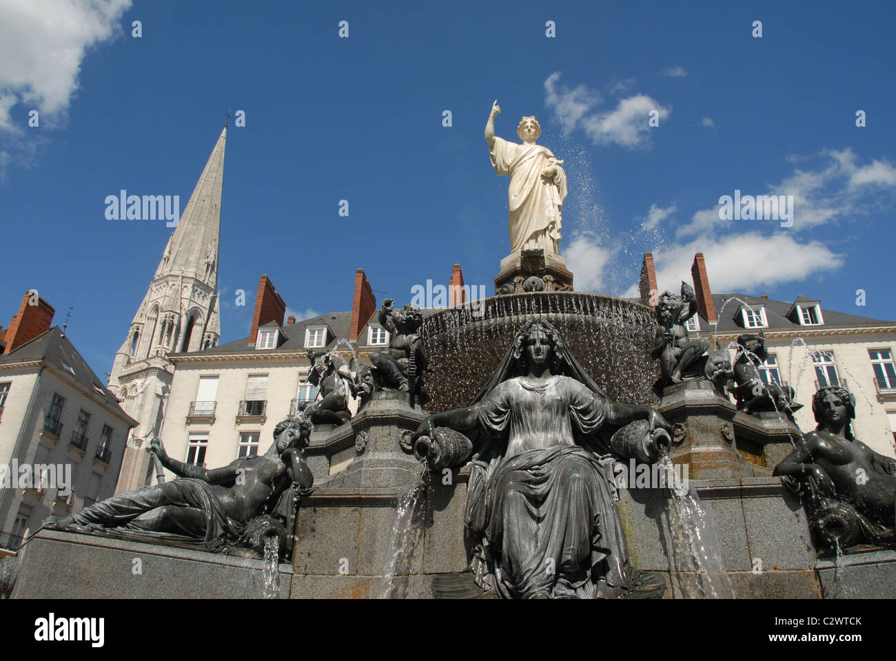 Fountain on fthe Place Royale at Nantes, Loire-Atlantique, France Stock Photo