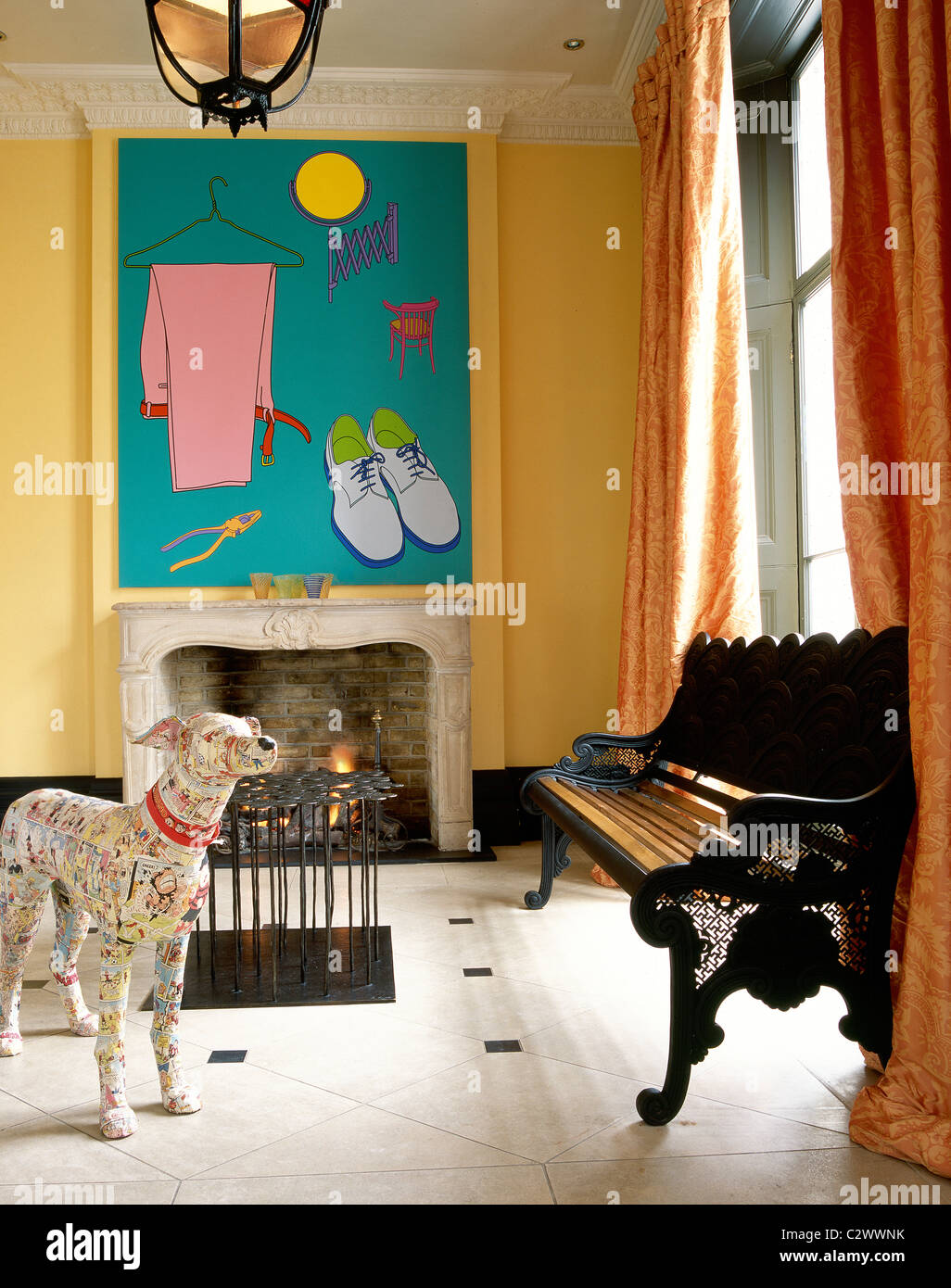 Entrance hall with modern art Stock Photo - Alamy