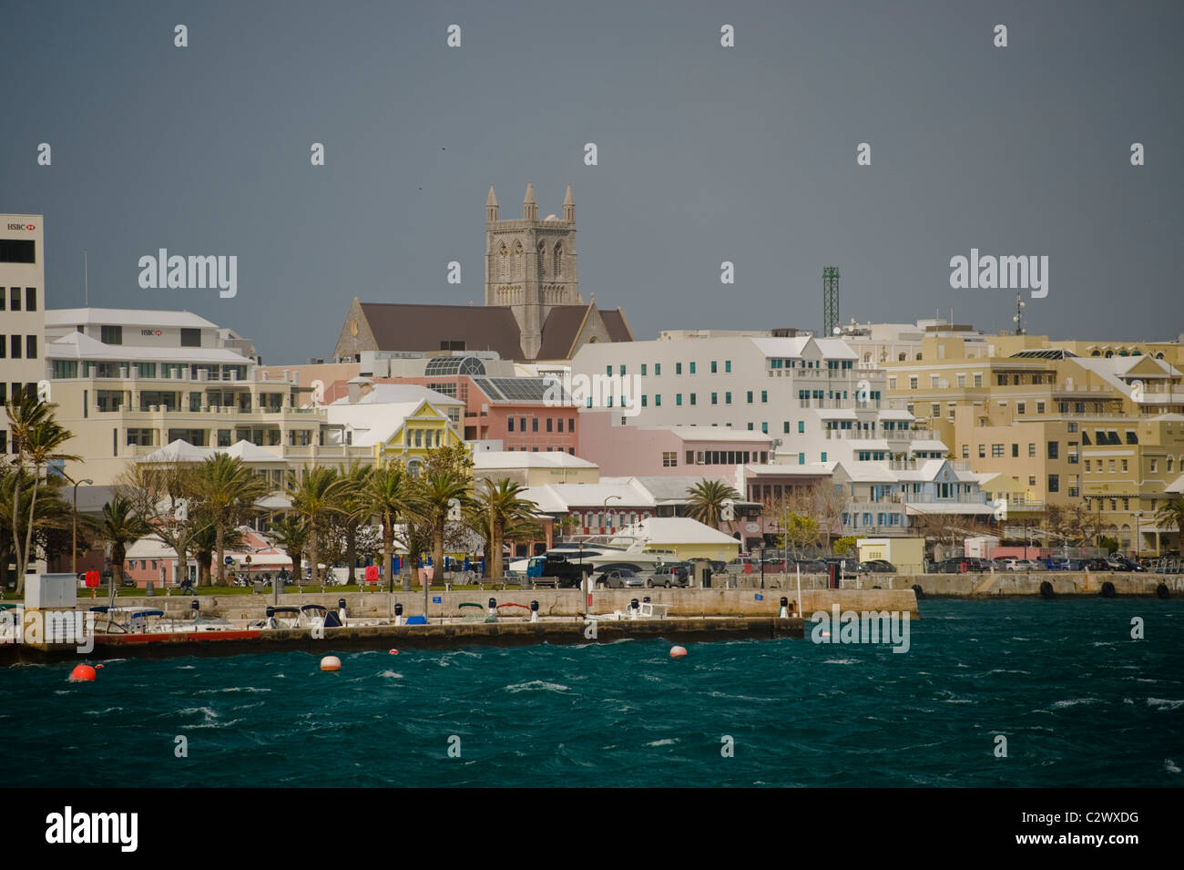 Waterfront and downtown buildings of Hamilton, Bermuda. Stock Photo