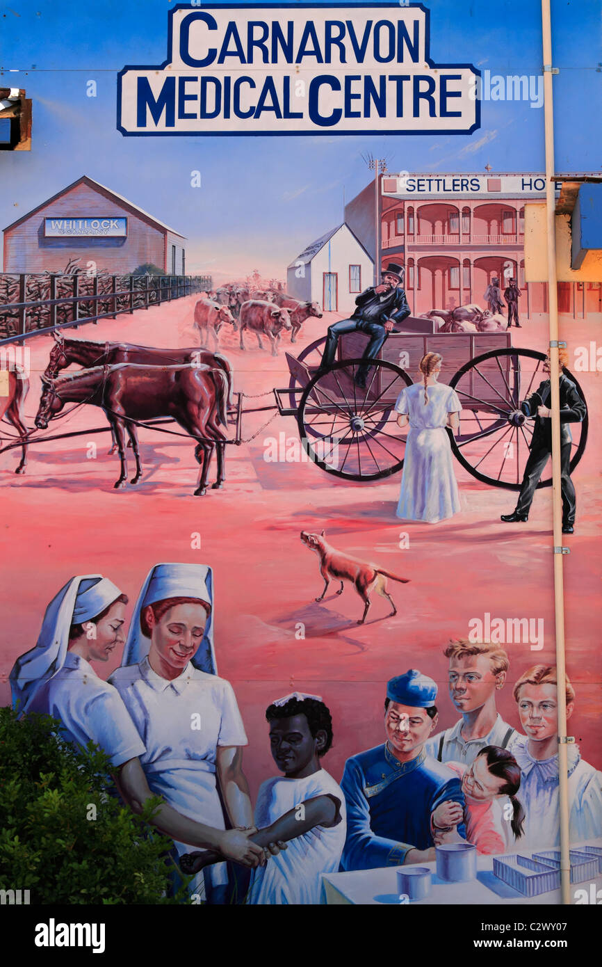 Medical centre wall mural advertisement, Carnarvon, Northwest Australia