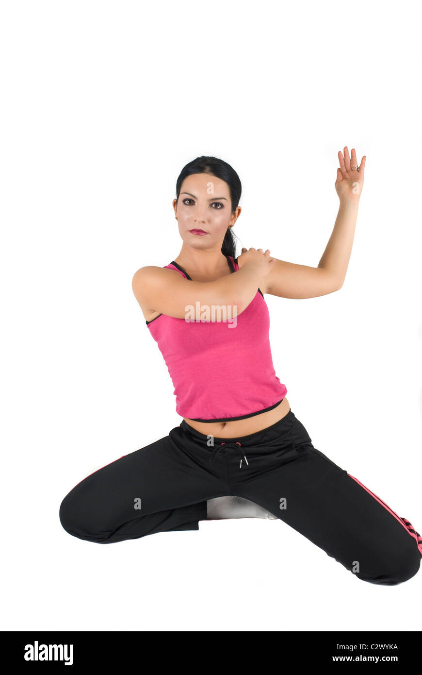 Woman doing yoga,isolated on white background Stock Photo - Alamy
