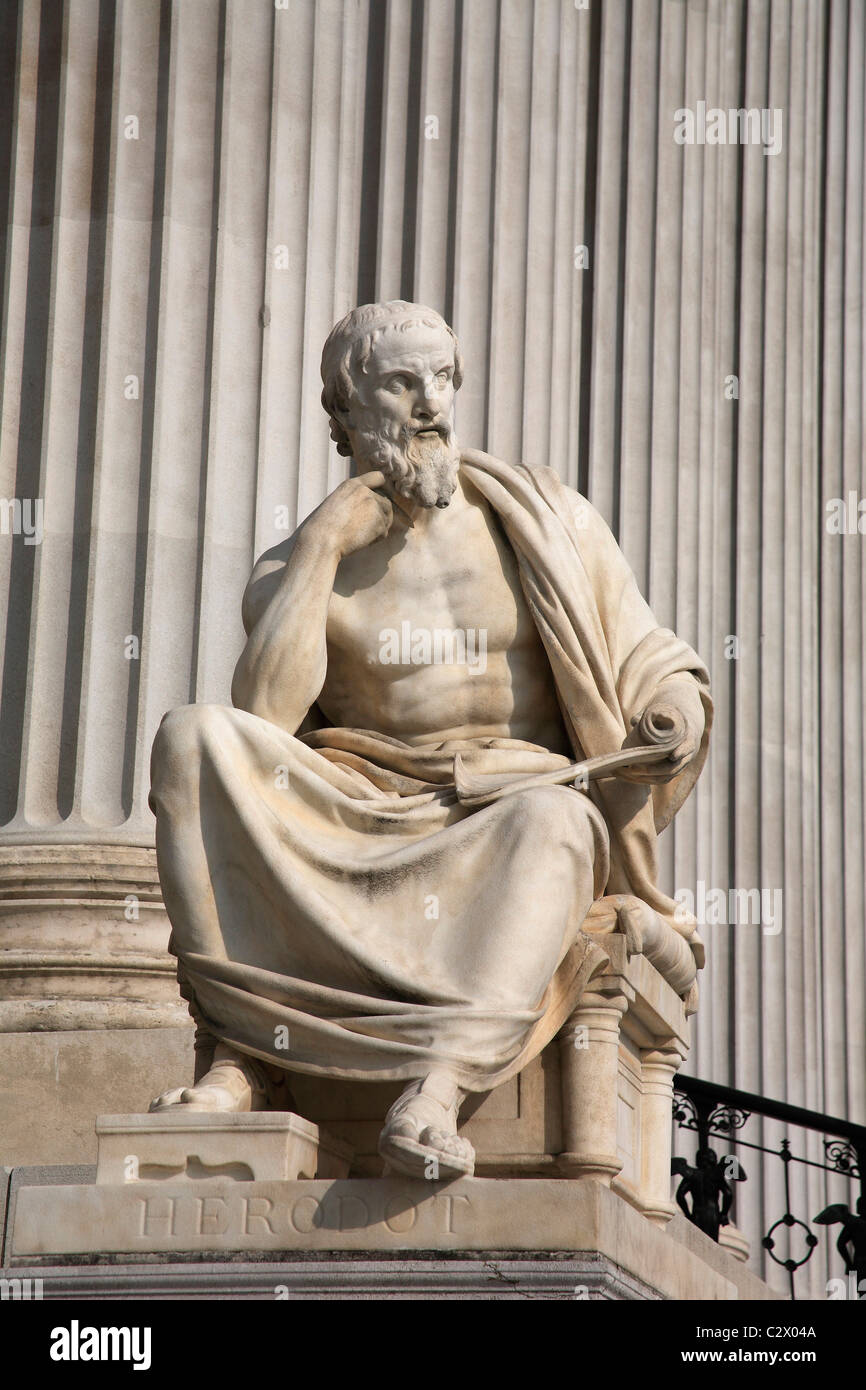 Austria, Vienna, Seated statue of the Greek philosopher Herodotus in