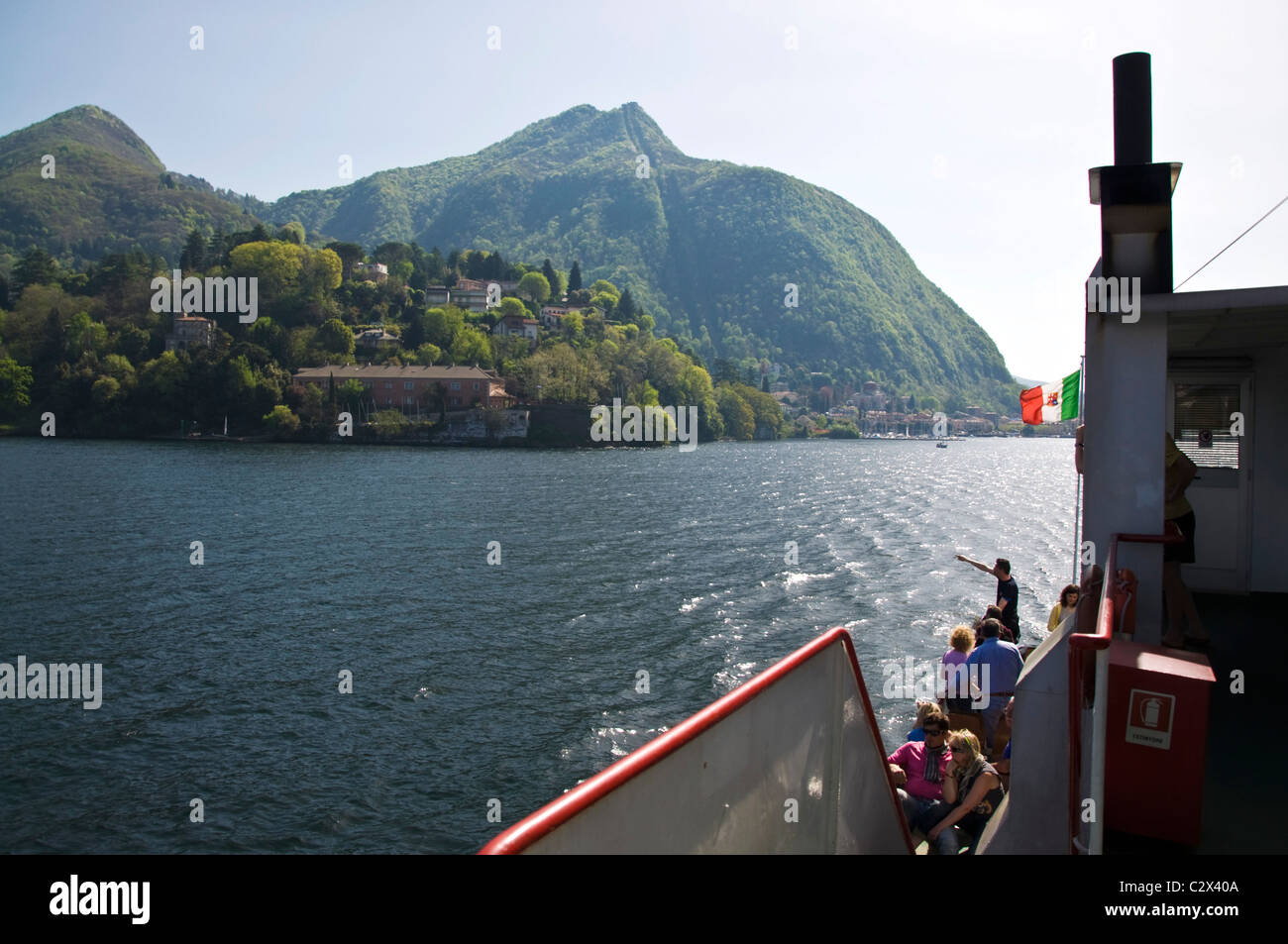 Passengers on a ferry on Lake Maggiore Stock Photo
