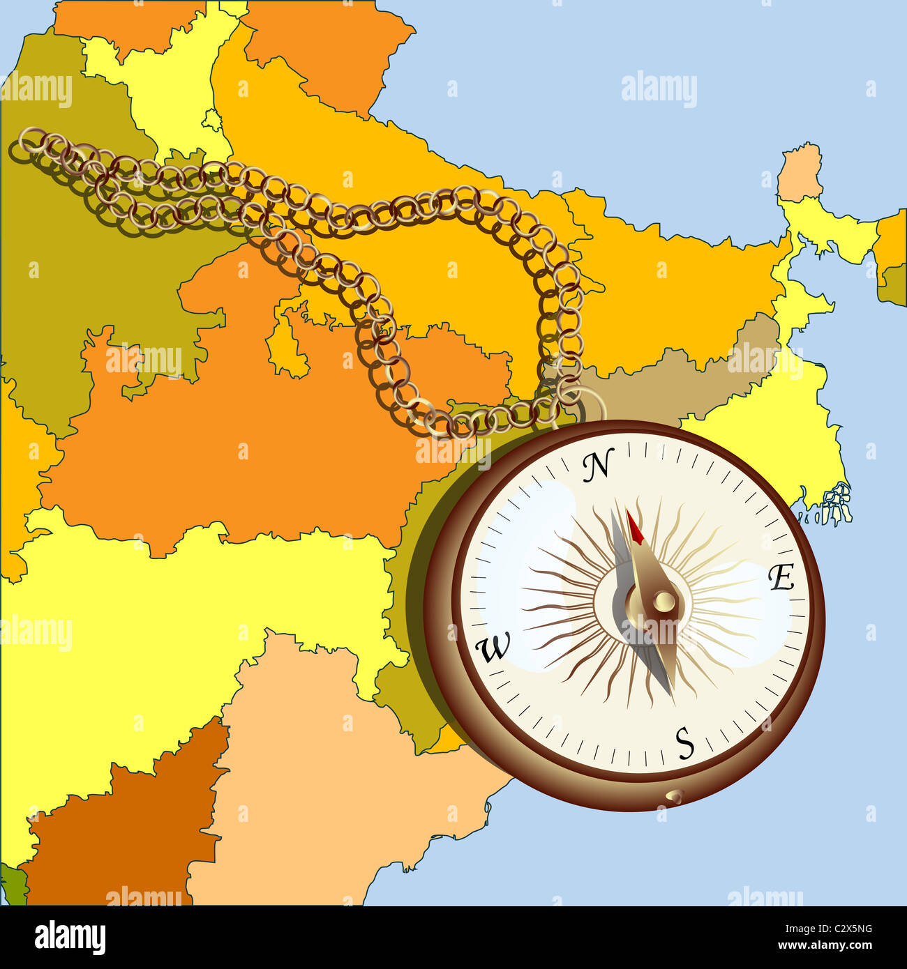 Compass and chain Stock Photo - Alamy