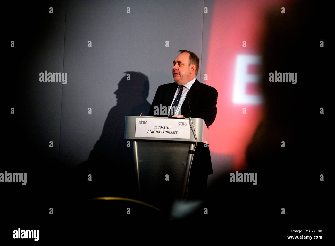 AYR, UNITED KINGDOM, APRIL 20: Alex Salmond, leader of the Scottish National Party (SNP) addressed the STUC (Scottish Trades Union Congress) in Ayr on Wednesday April 20, 2011.   (Photo © David Gordon) Stock Photo