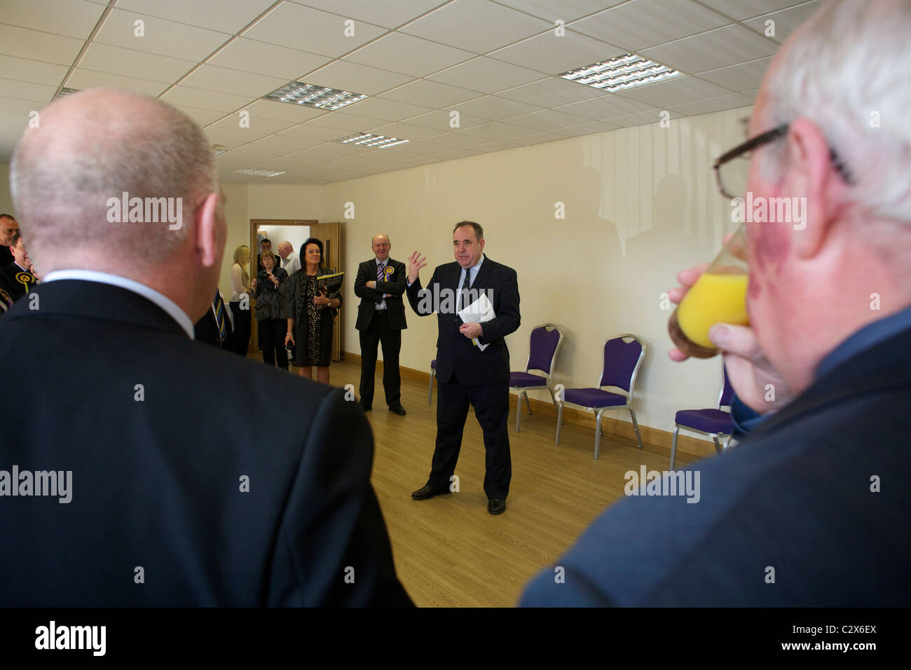 Alex Salmond, leader of the Scottish National Party (SNP) meeting business people Stock Photo