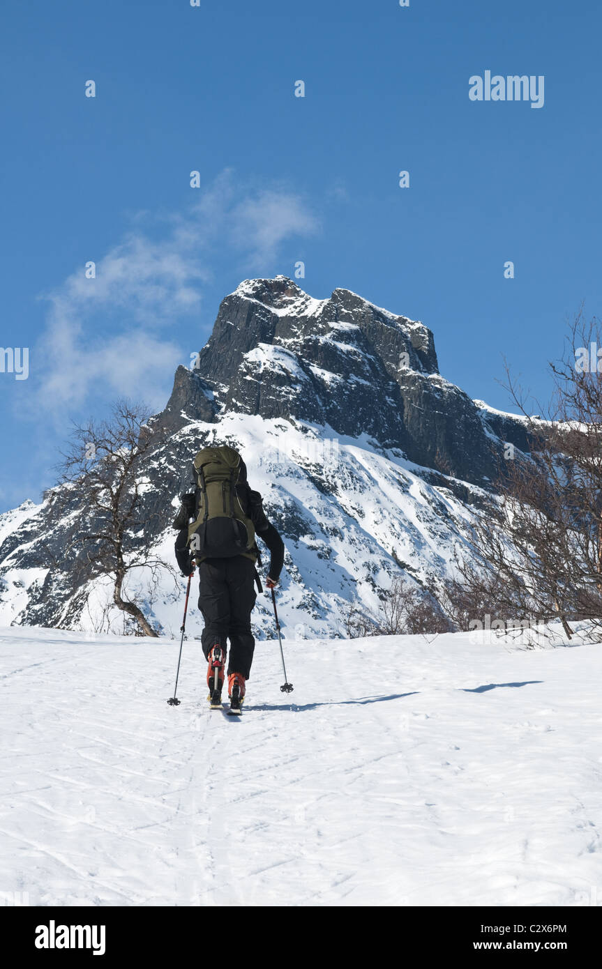 Cross-country skiing in Sweden Stock Photo