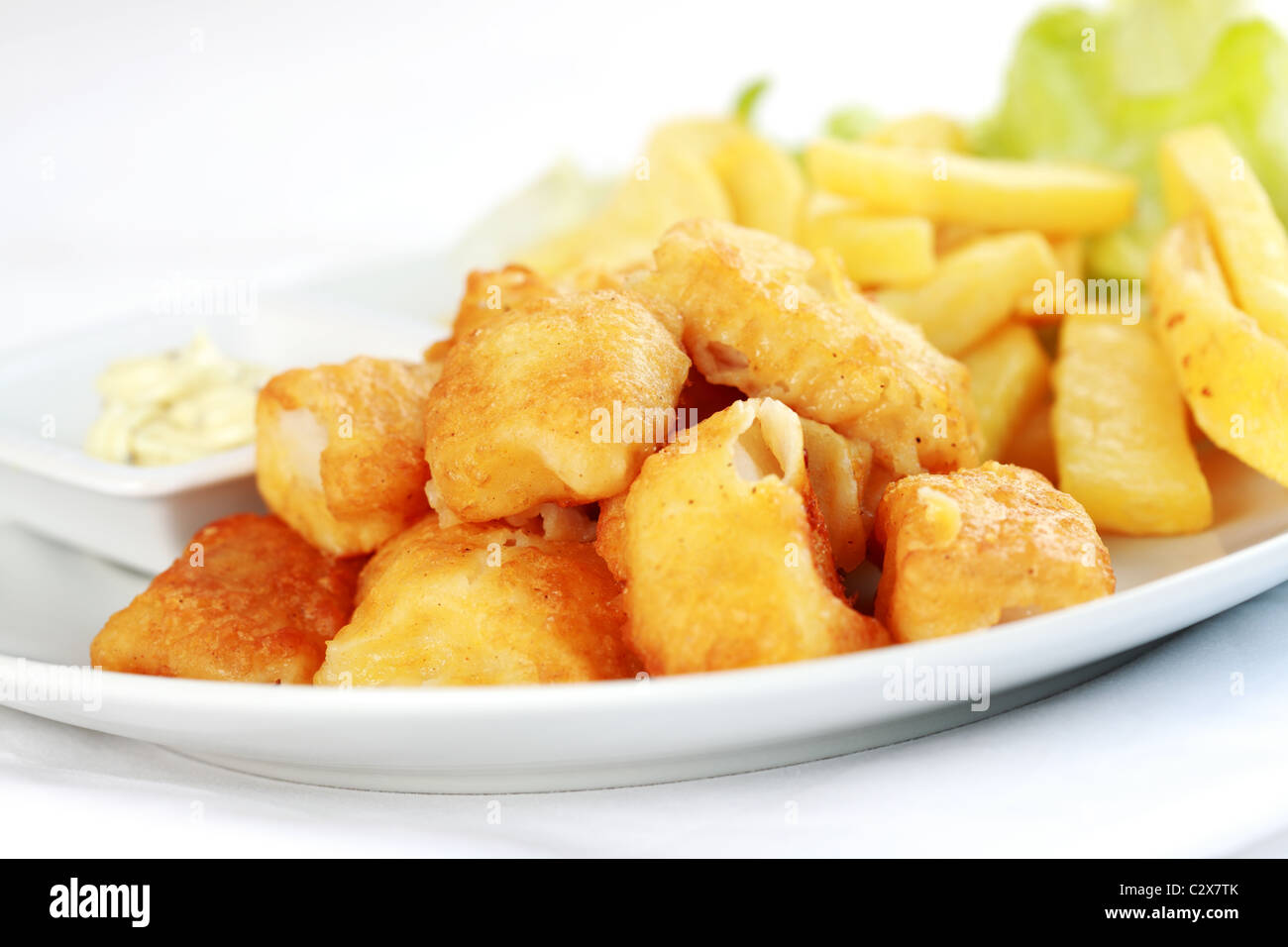 Fried fish and chips with Stock Photo