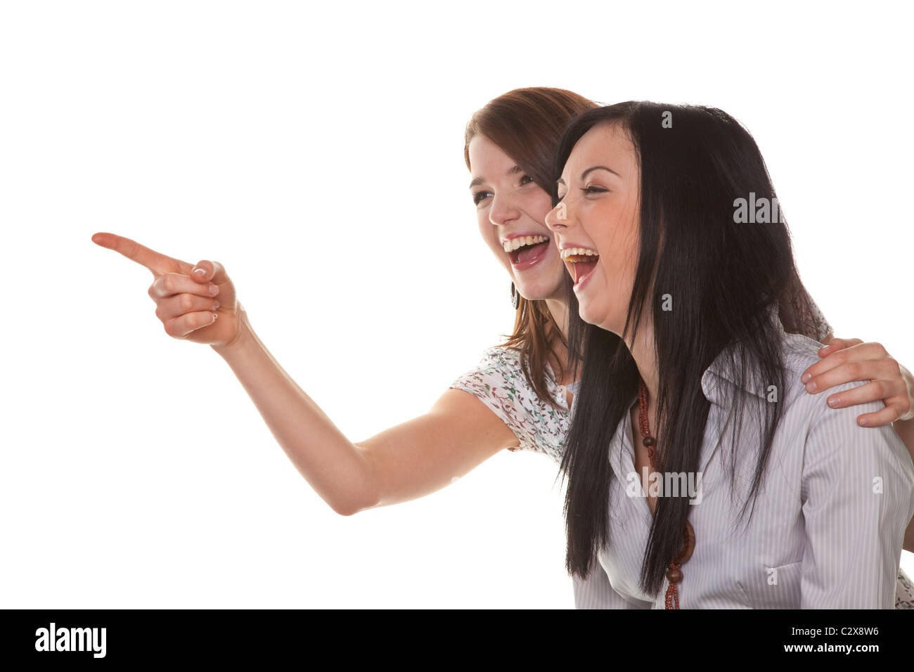 Two girls laughing about something rediculous Stock Photo