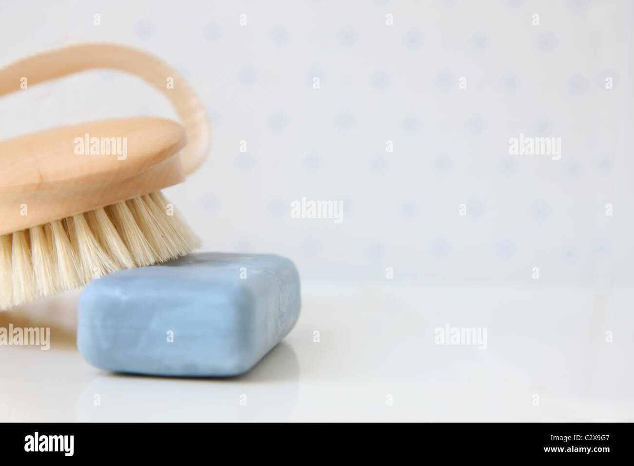 Soap and brush Stock Photo