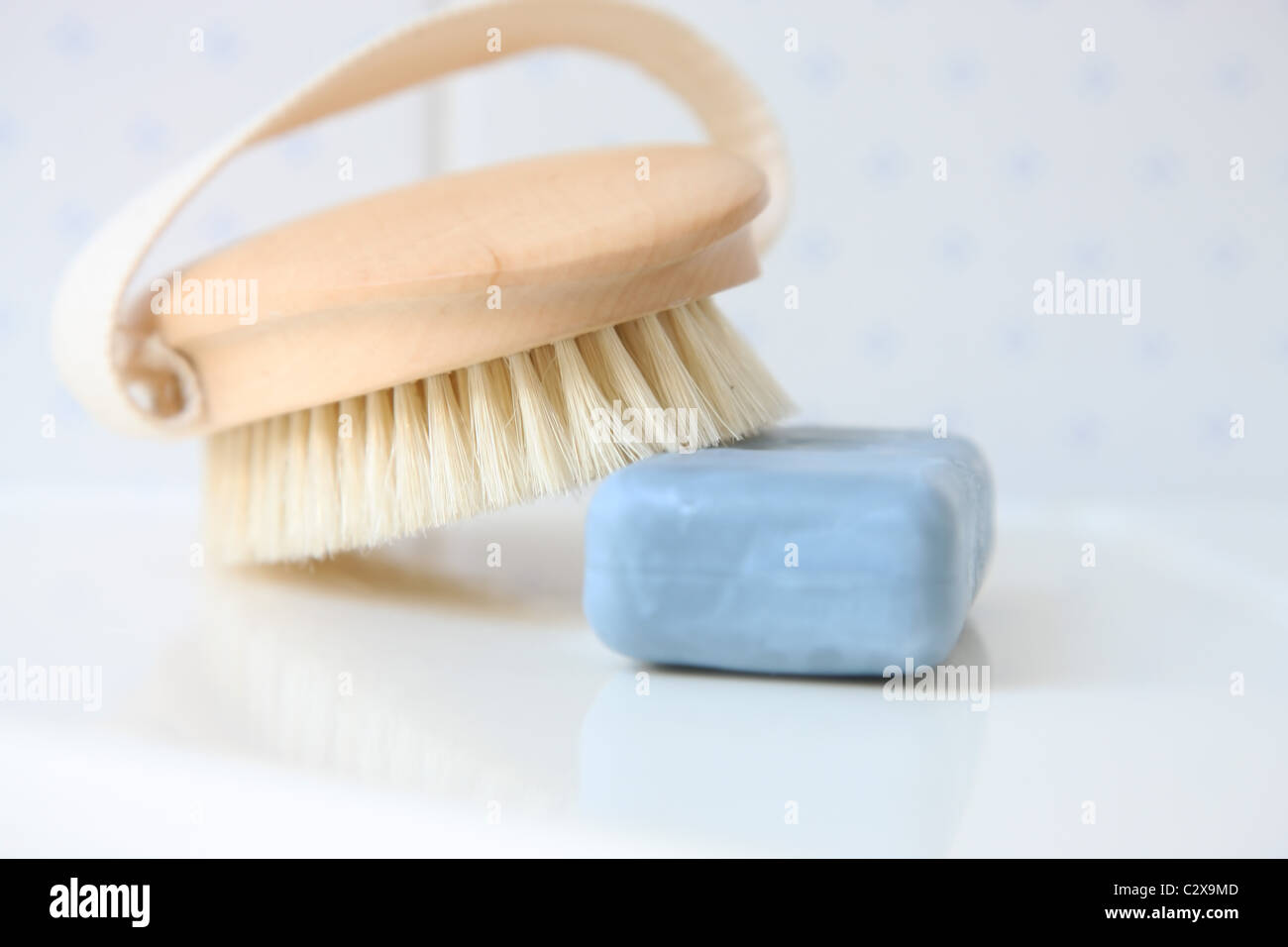 Soap and brush Stock Photo