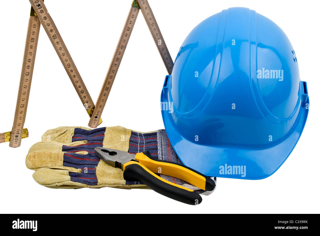 Close up of few construction tools isolated on white background Stock ...