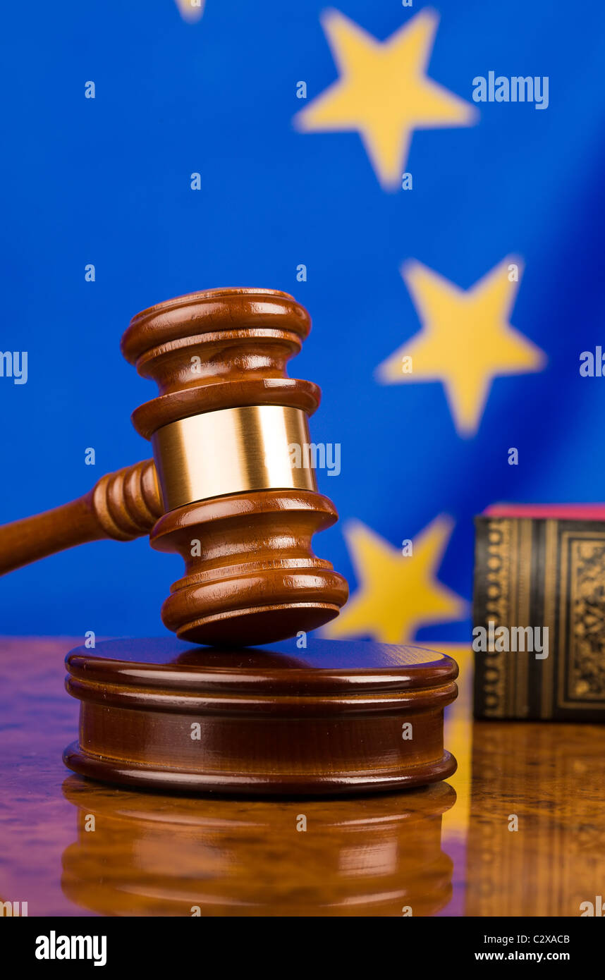 Gavel and EU flag Stock Photo