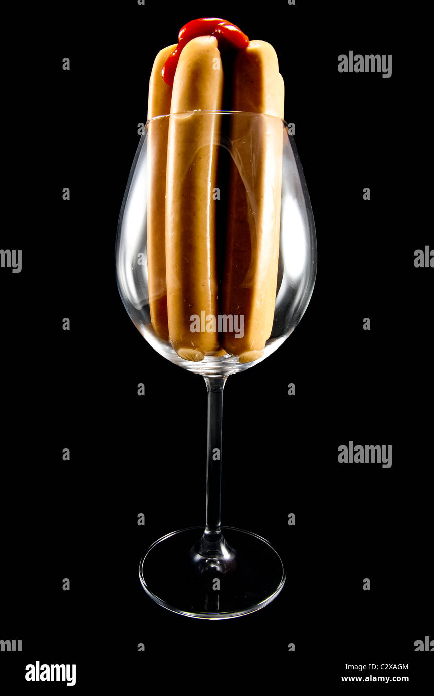 Picture of some hot dog sausages in a wine glass Stock Photo Alamy