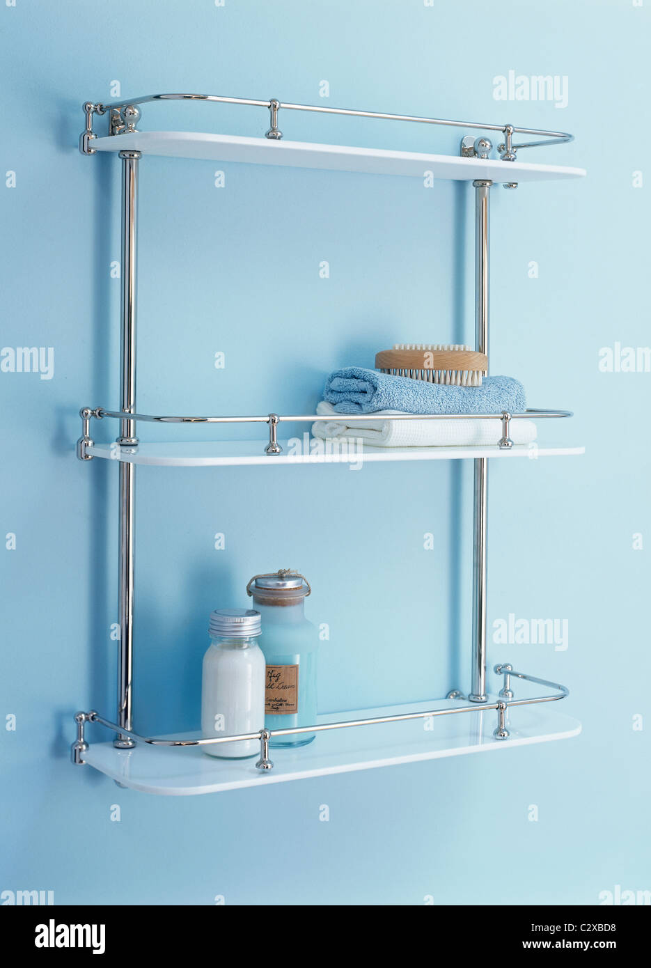 bathroom shelves Stock Photo