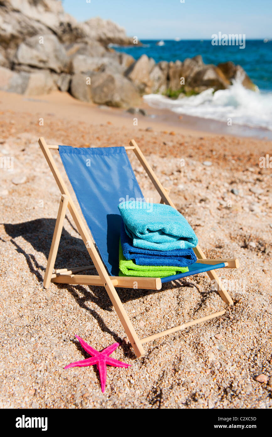 Empty beach chair Stock Photo Alamy