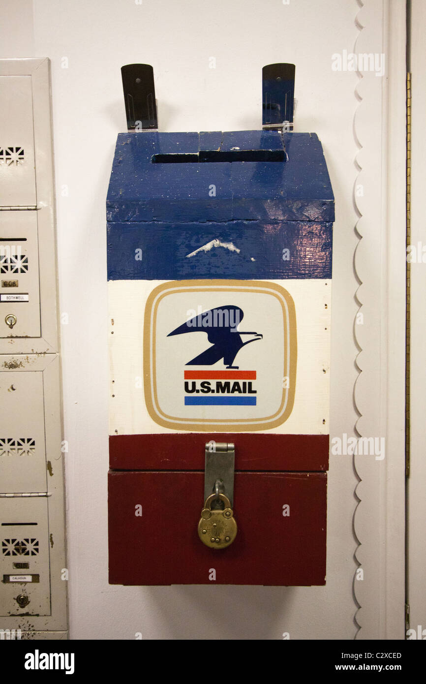 An old U.S. Mail drop box for outgoing mail. Stock Photo