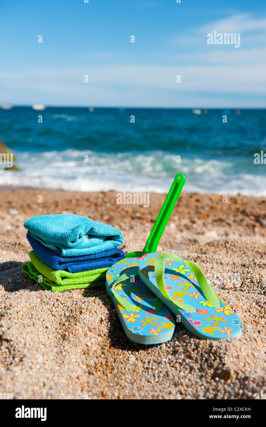 Flip flops at the beach Stock Photo - Alamy