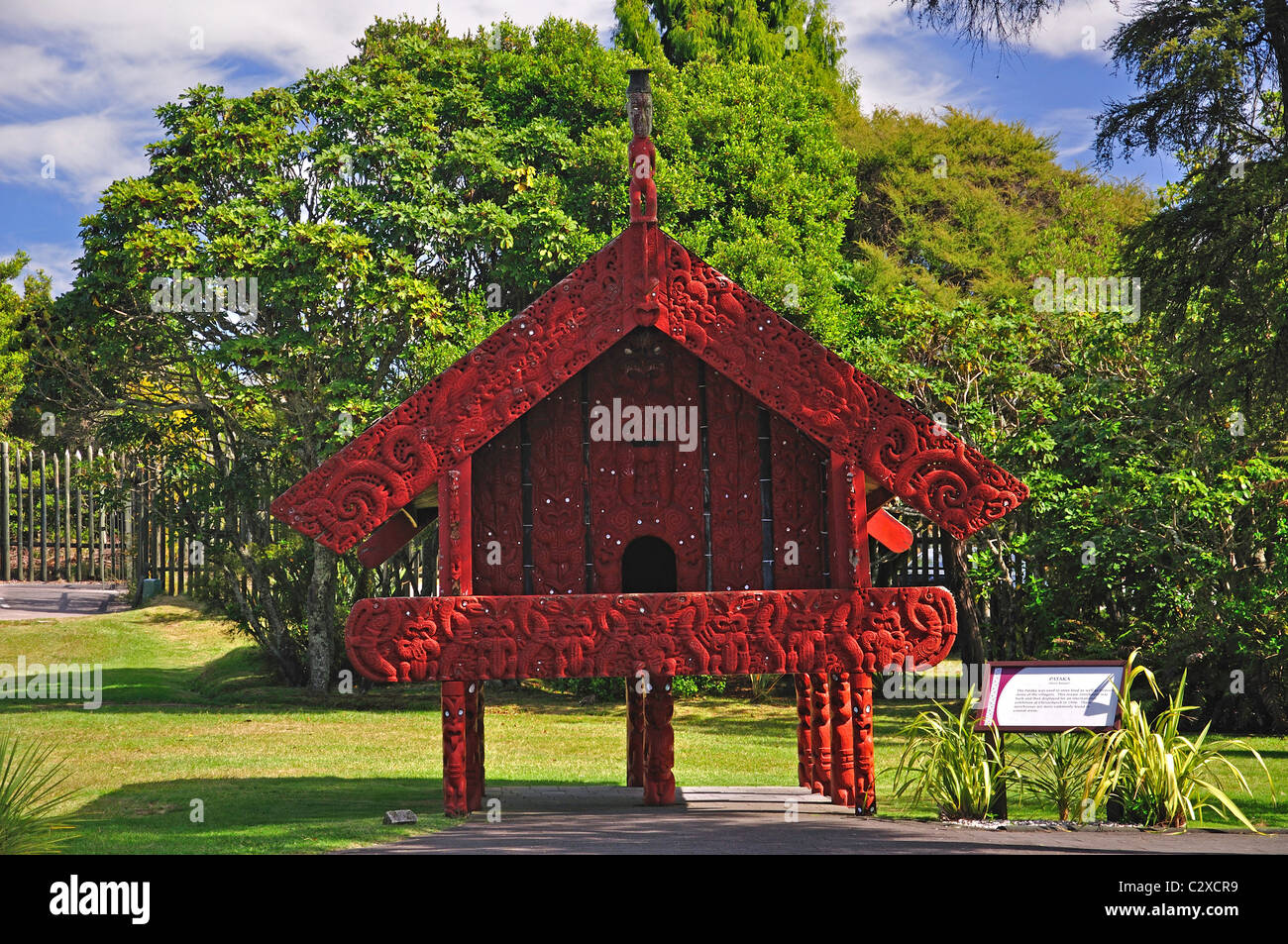 Maori storehouse, Rotowhio Marae, Te Puia, New Zealand Maori Arts and Crafts Institute, Rotorua, Bay of Plenty, New Zealand Stock Photo