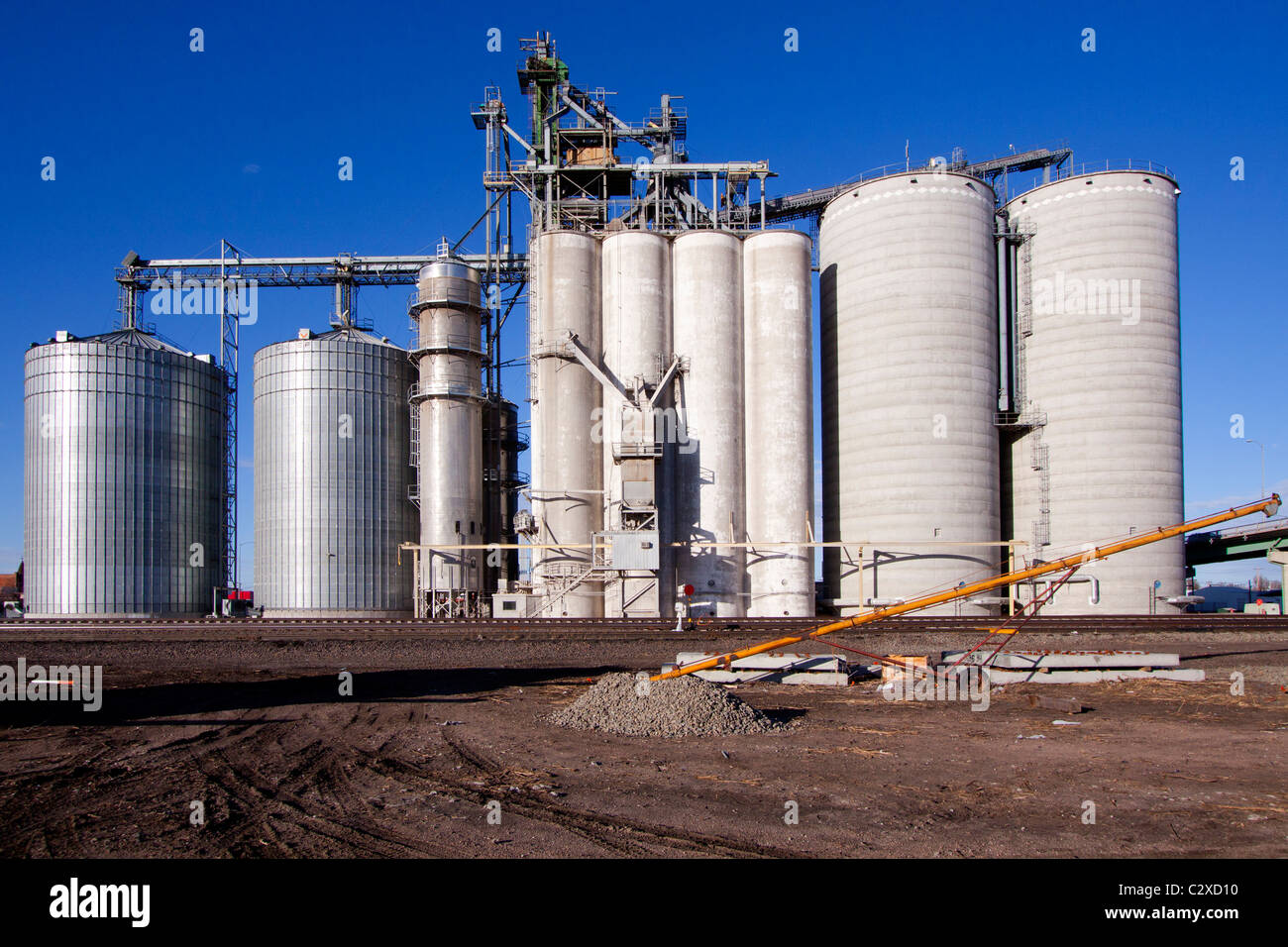 Agricultural silos in Grand Island, Nebraska, USA, 2/17/2011 Stock