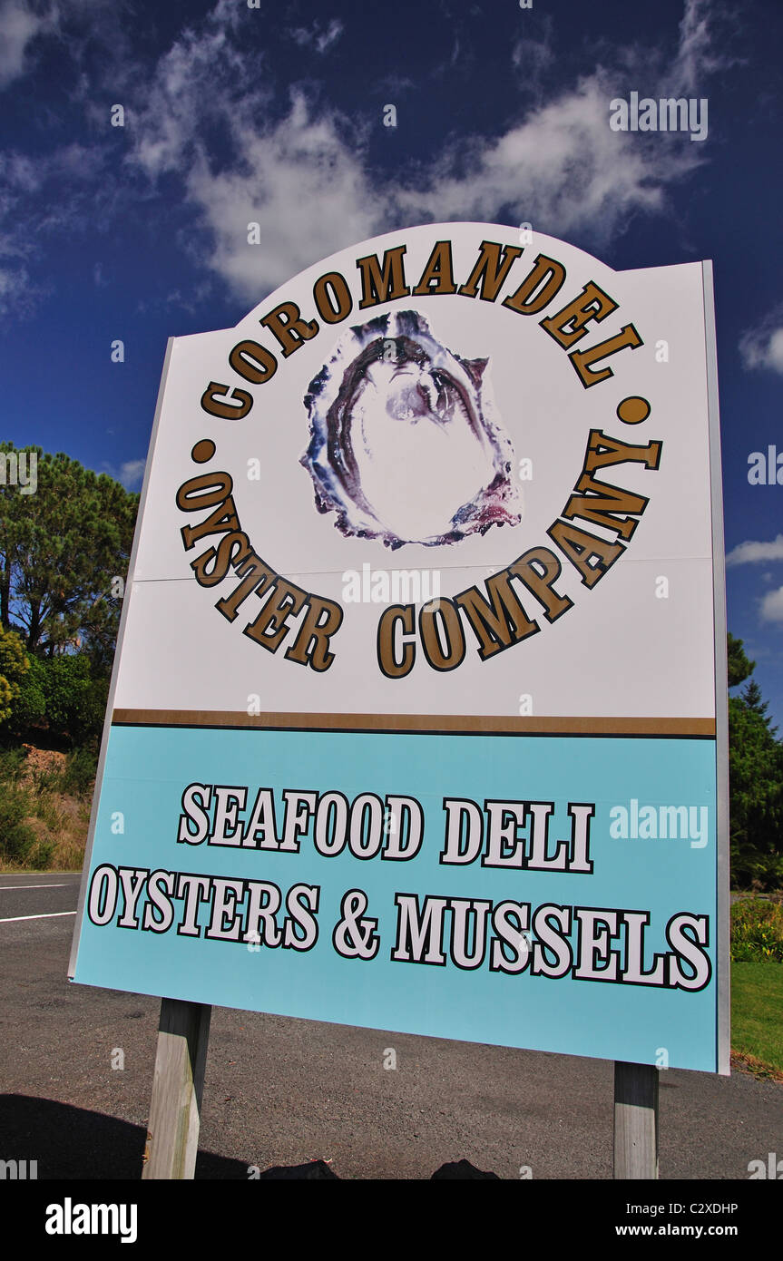 Coromandel Oyster Company sign, Tiki Road, Coromandel Town, Coromandel