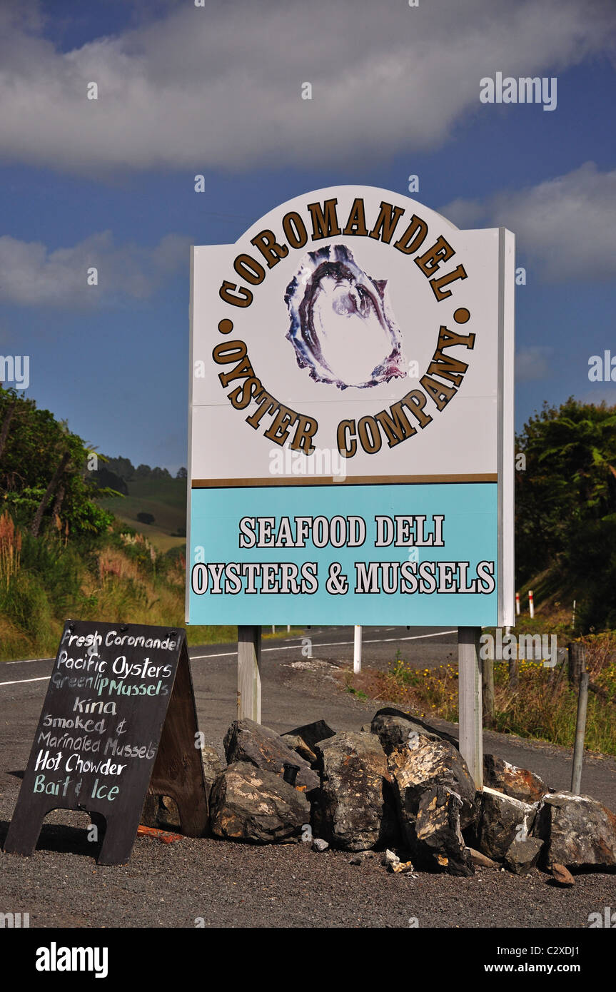 Coromandel Oyster Company sign, Tiki Road, Coromandel Town, Coromandel