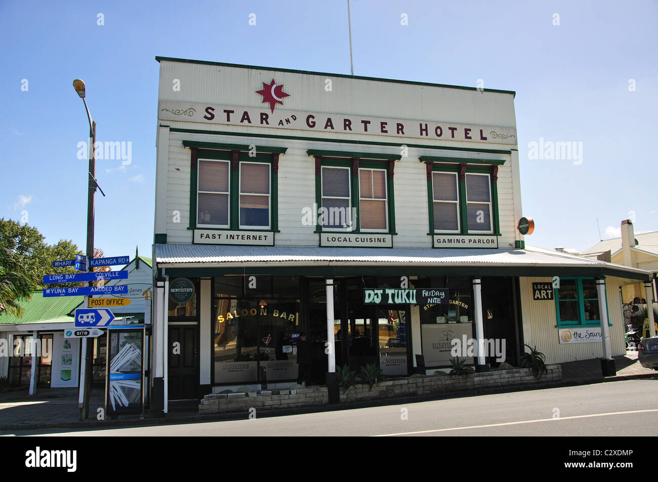 Historic 'Star & Garter' Hotel, Kapanga Road, Coromandel Town, Coromandel Peninsula, Waikato Region, North Island, New Zealand Stock Photo