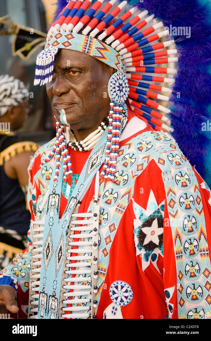 Man dressed as a Native American in the Port of Spain carnival in Trinidad Stock Photo Alamy
