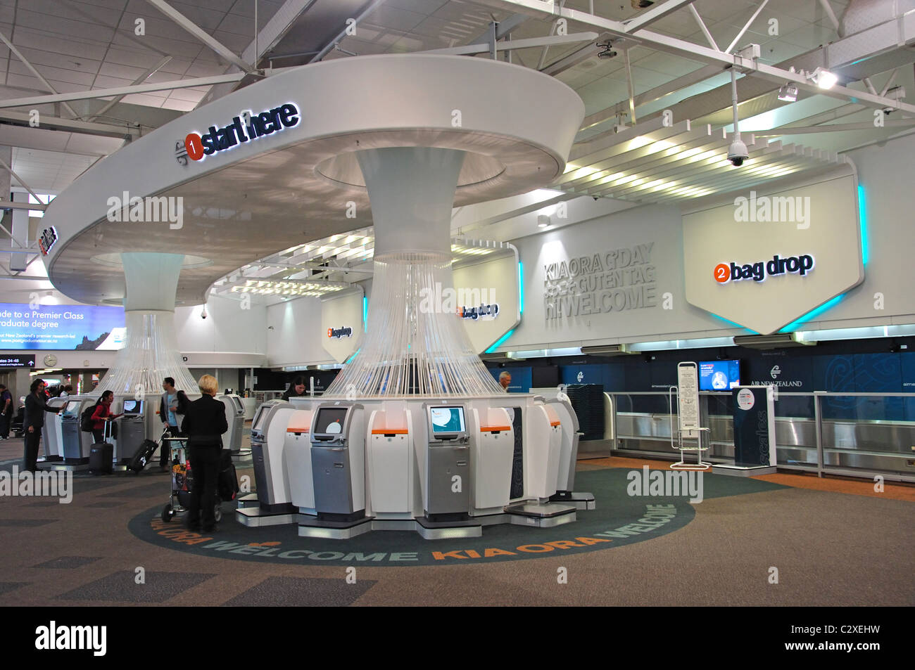 Check-in terminals, Domestic Terminal, Auckland International Airport, Auckland, Auckland Region, North Island, New Zealand Stock Photo